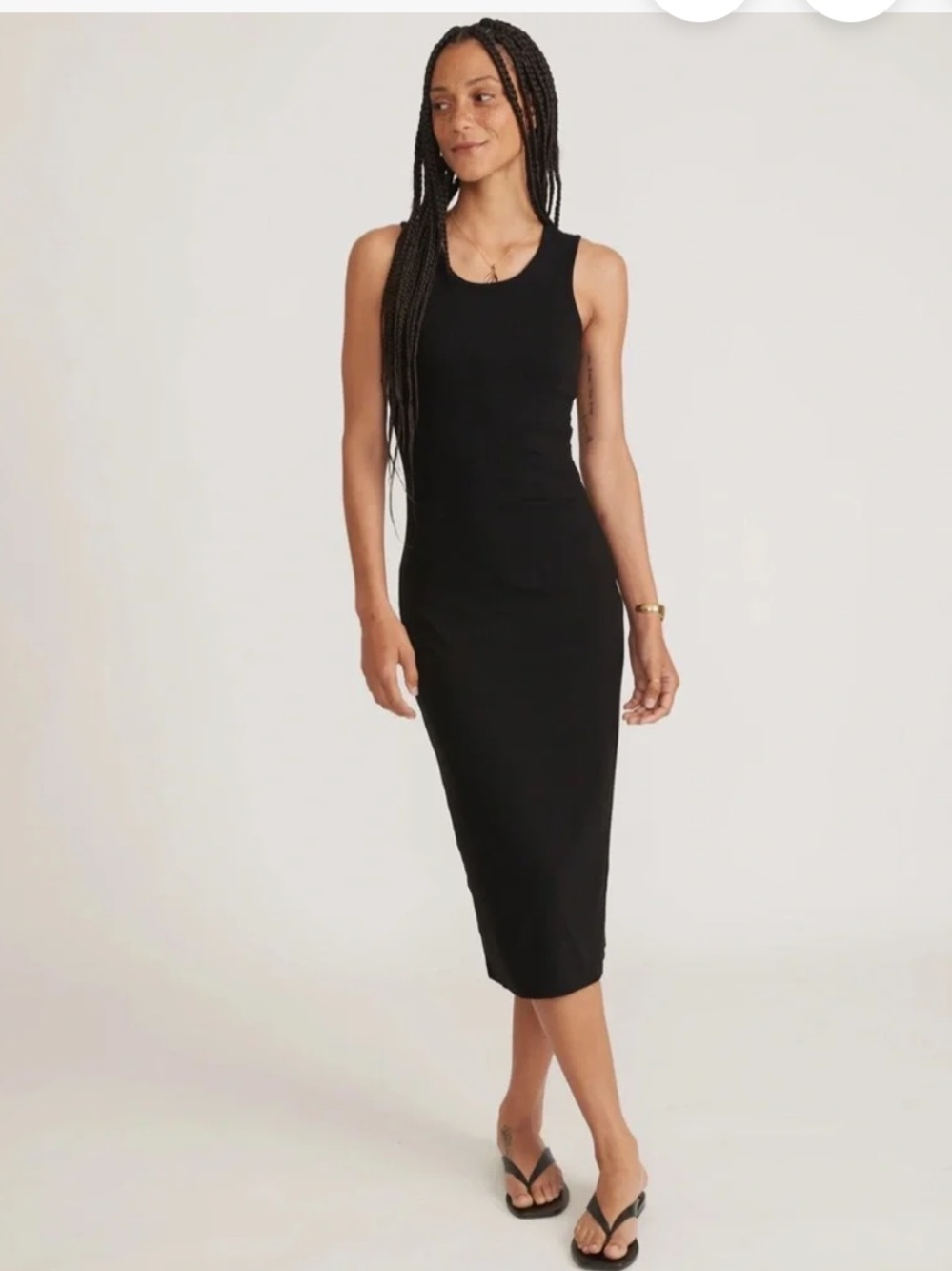 Marine Layer | Lexi Rib Daytime Midi Dress in Solid Black Sizs XS